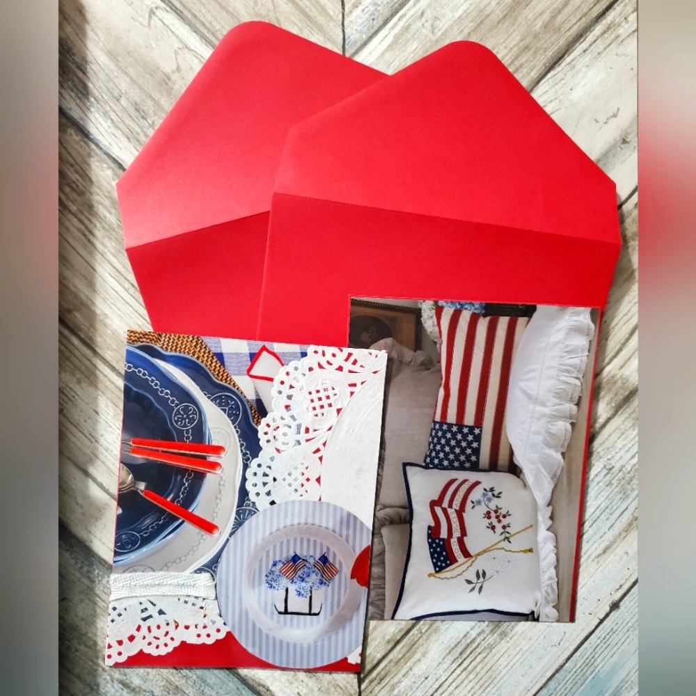 🙏 HAND CRAFTED patriotic set of 2 notecards with envelopes
